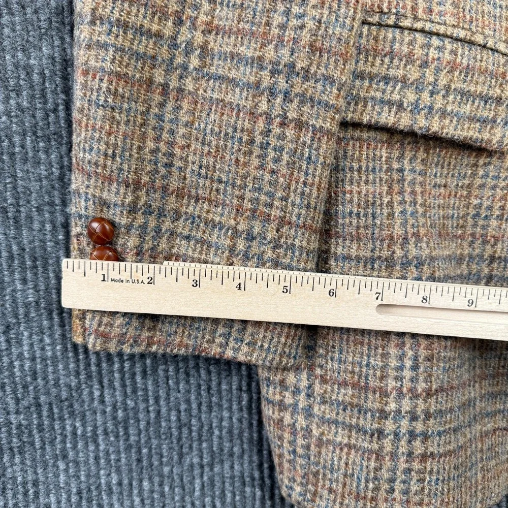 VTG Filenes Tweed Blazer Mens‎ 40 Brown Plaid Wool Sport Coat Jacket Old Money
